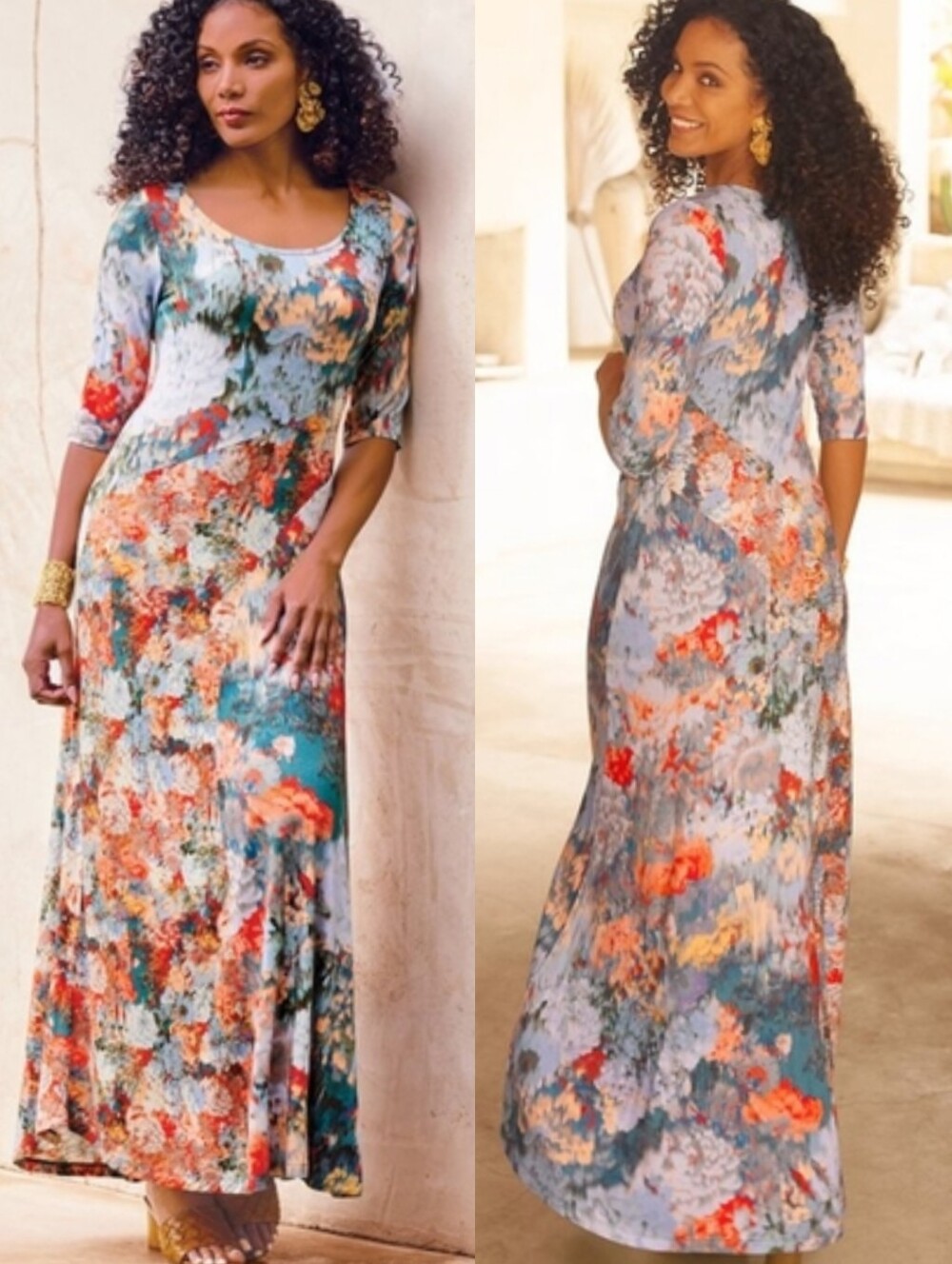 EUC Soft Surroundings Nanette Dress in Multi Orange